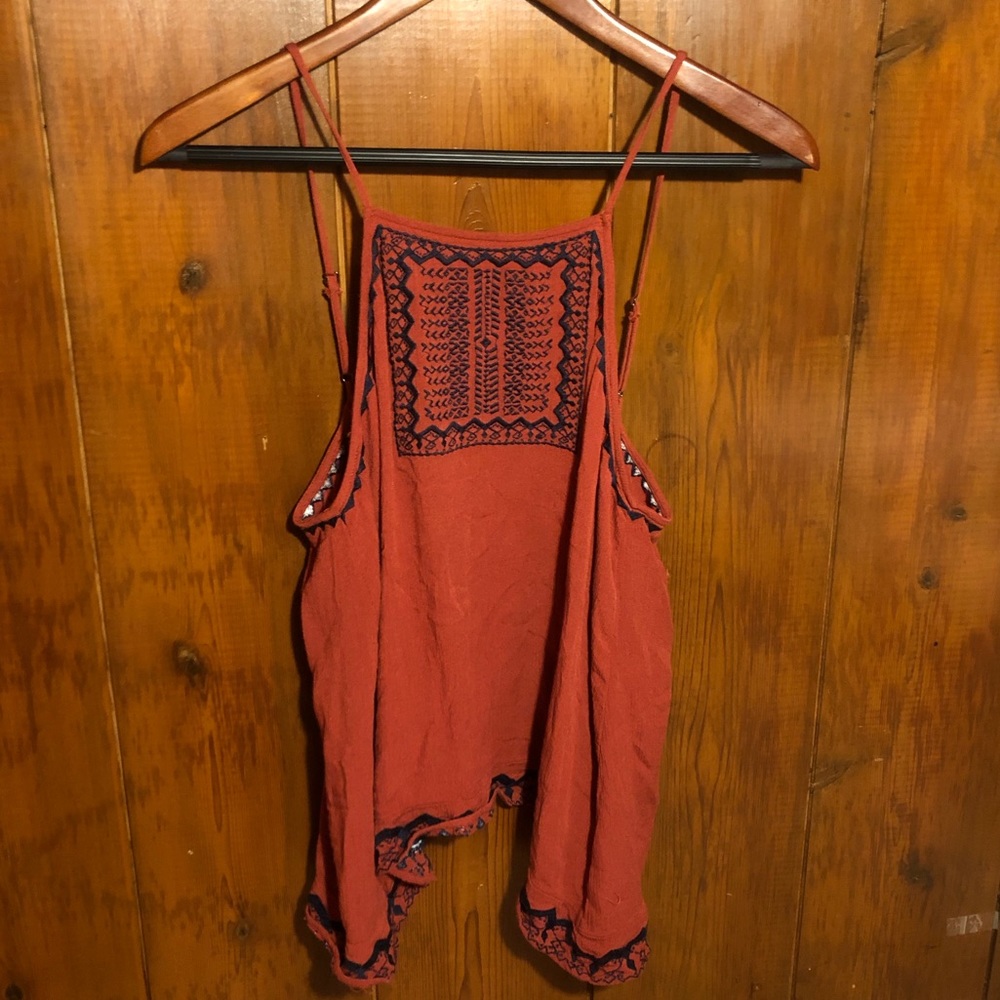Rust Bohemian Embroidered Backless Top